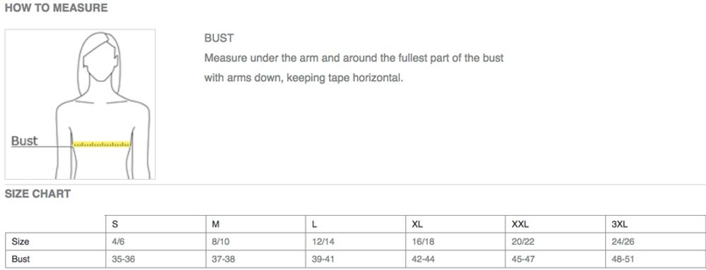 BENETEAU LADIES PERFORMANCE TEE MEASURE PUERTO RICO Y CARIBE