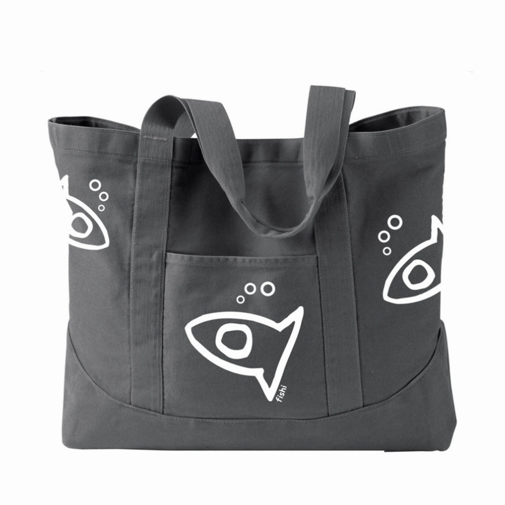 FISHI LARGE BEACH CANVAS TOTE SMOKE PUERTO RICO Y CARIBE
