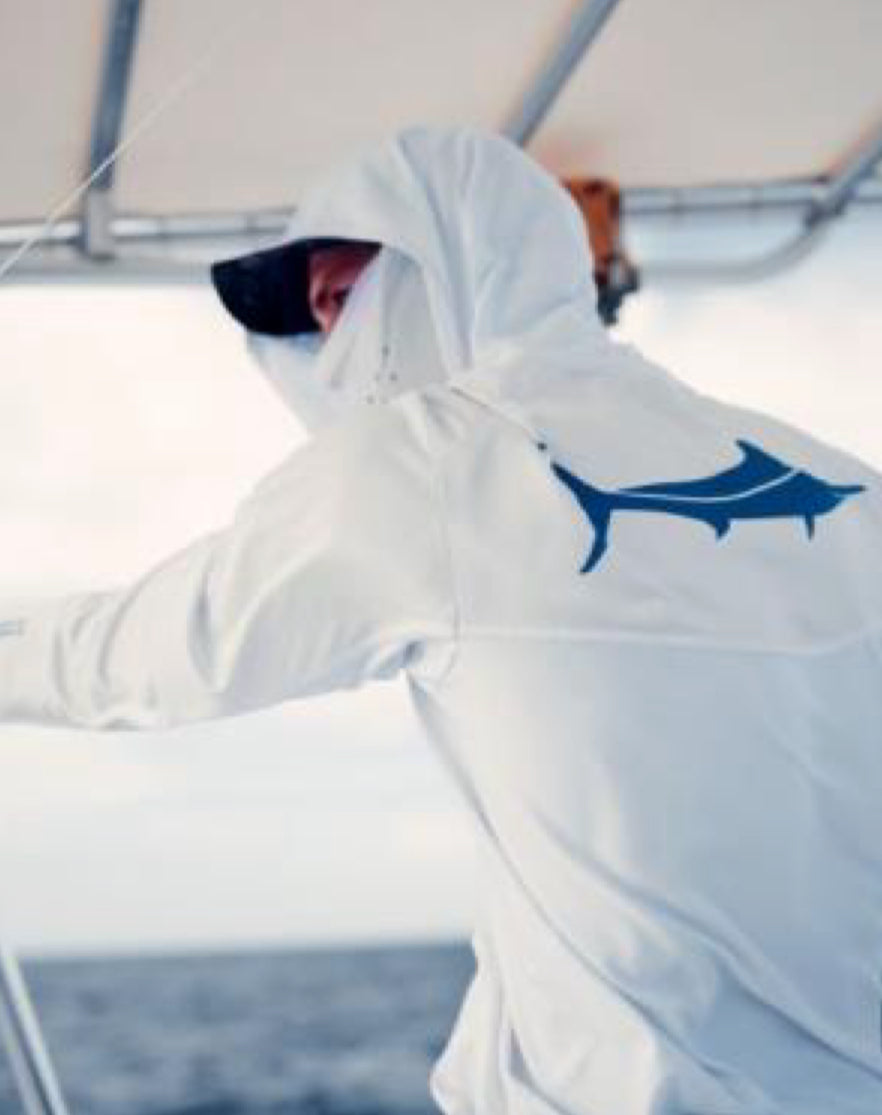 WHITE MARLIN HOOD LONG SLEEVE
