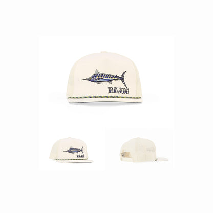 BAJIO BAJIO BLACK MARLIN - FLAT BRIM TWILL TRUCKER FRONT AND SIDE PUERTO RICO Y CARIBE