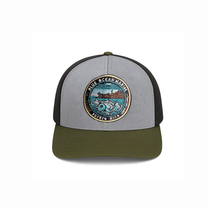 BLUE OCEAN MARINE PATCH CAP PUERTO RICO GREEN AND GRAY PUERTO RICO Y CARIBE 
