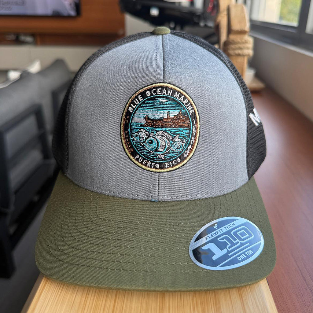 BLUE OCEAN MARINE PATCH CAP PUERTO RICO GREEN AND GRAY PHOTO 2 PUERTO RICO Y CARIBE 