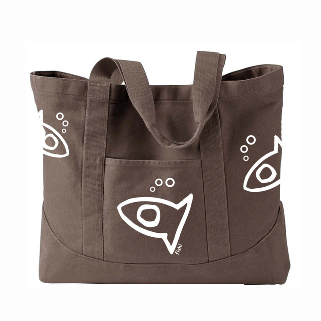 FISHI LARGE BEACH CANVAS TOTE JAVA PUERTO RICO Y CARIBE
