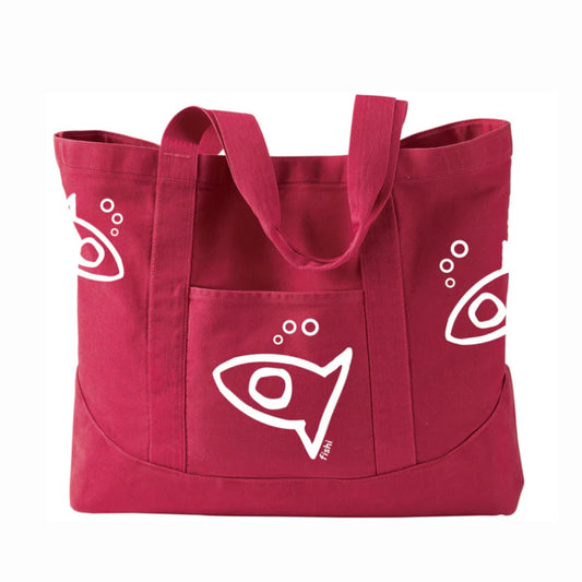 FISHI LARGE BEACH CANVAS TOTE POPPY RED PUERTO RICO Y CARIBE